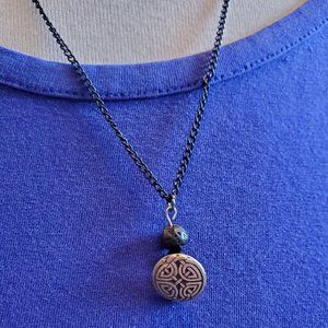 19" Black Chain Lava Bead Design Pendant Necklace